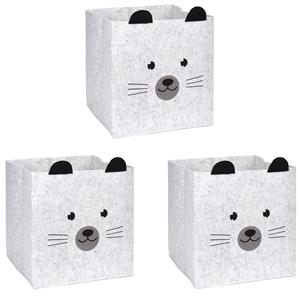 Merkloos 3x stuks opbergmand vilt kinderkamer - dieren thema muis - 32 cm -