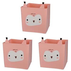 Merkloos 3x stuks opbergmand vilt kinderkamer - dieren thema uil - 32 x 32 x 32 cm -