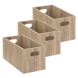 5five Opbergmand/kastmand van hout - Set van 3x stuks - lichtbruin - 7 Liter - 31 x 15 x 15 cm - Opb -