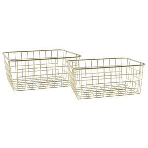 Easyline Set van 3x stuks industriele draadmand/opbergmand goud 28 x 22 x 13 cm -