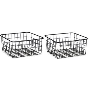 Arte r Set van 3x stuks industriele draadmand/opbergmand zwart metaal 28 x 22 x 13 cm -