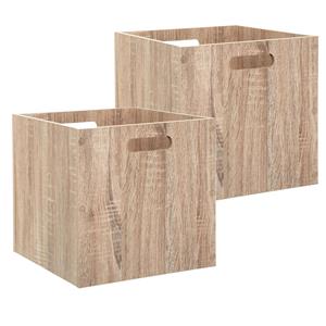 5five Houten kistje/Opbergmand - 2x - naturel - hout - 31 x 31 x 31 cm - 29 liter - inklapbaar -
