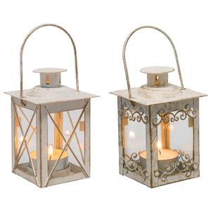 Mini lantaarnsset Abla 2-delig; 6x6x12 cm (BxDxH); beige