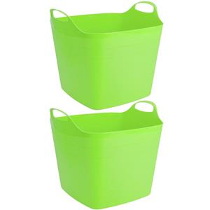 Merkloos 2x stuks flexibele kuip opbergmanden vierkant groen liter x cm -