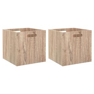 5five Opberg/kast mand - 2x - lichtbruin - MDF hout - 29L - 31 x 31 x 31 cm -