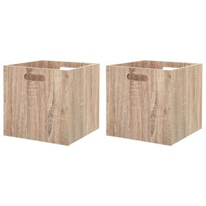 Merkloos Kast opbergmand/kastmand - 2x - lichtbruin - mdf hout - 29 liter - 31 x 31 x 31 cm - inklapbaar -
