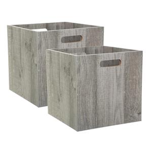 5five Opbergmand/kastmandje - Set van 2x stuks - Grijs wash - 31 x 31 x 31 cm - 29 liter - Vakkenkast mand -
