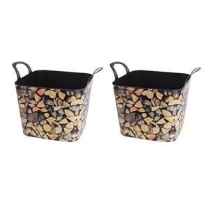 Merkloos Set van 2x stuks haardblokken/houtblokken opberg emmer 53 x x cm -
