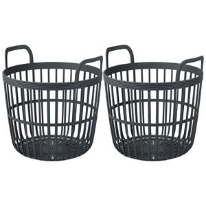 Prosperplast Draadmand/wasmand/opbergmand - 2x - van stevig kunststof - antraciet - D36 x H36 cm -