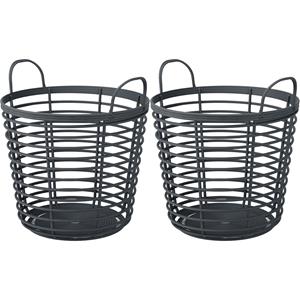 Prosperplast Draadmand/wasmand/opbergmand - 2x - van stevig kunststof - antraciet - D38 x H38 cm -