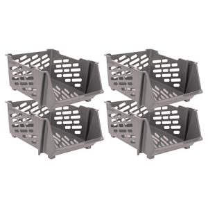 Storage Solutions Stapelbare opbergmand - 4x - Bruin - 29 liter - kunststof - x x 20 cm -