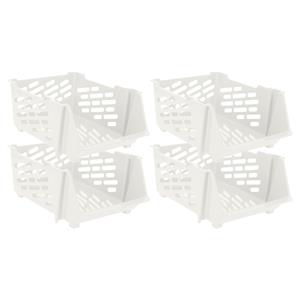 Storage Solutions Stapelbare opbergmand - 4x - Wit - 29 liter - kunststof - x x 20 cm -