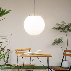 LINDBY buiten hanglamp Alea, wit, kunststof, Ø 38 cm