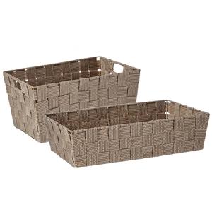 Kipit Kast/badkamer opbergmandjes set van 4x stuks beige in 2 formaten -