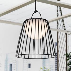 LINDBY LED buiten hanglamp Levino, zwart, metaal