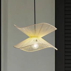 LINDBY buiten hanglamp Valdorin, beige, katoen, Ø 40cm
