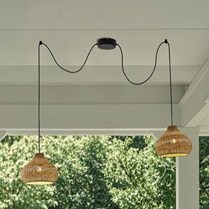 LUCANDE buiten hanglamp Taniola, 2-lamps, beige, rotan