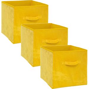 5five Opbergmand/kastmand - Set van 3x stuks - geel - 29 liter - 31 x 31 x 31 cm - Opbergboxen - Vakkenkas -