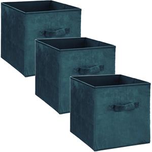 5five Opbergmand/kastmand - Set van 3x stuks - petrol groen - 29 liter - 31 x 31 x 31 cm - Opbergboxen - V -