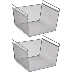 Zeller Kastmandje - 2x - opberg/hang mandjes - metaal - 29 x 26 x 19 cm -