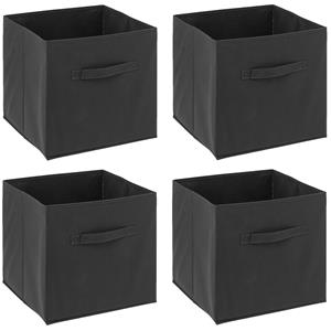 5five Opbergmand/kastmandje - 4x - Donkergrijs - 31 x 31 x 31 cm - 29 liter - Vakkenkast manden - Stof -
