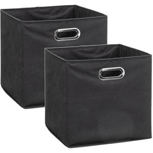 5five Opbergmand/kastmand donkergrijs - Set van 4x stuks - linnen - 29 liter - 31 x 31 x 31 cm - Opbergbox -