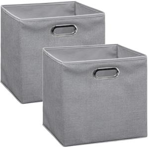5five Opbergmand/kastmand grijs - Set van 4x stuks - linnen - 29 liter - 31 x 31 x 31 cm - Opbergbox - Vak -