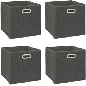 5five Opbergmand/kastmandje - 4x - Donkergrijs - 31 x 31 x 31 cm - 29 liter - Vakkenkast manden - Stof -