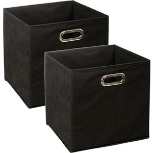 5five Opbergmand/kastmand zwart - Set van 4x stuks - linnen - 29 liter - 31 x 31 x 31 cm - Opbergbox - Vak -