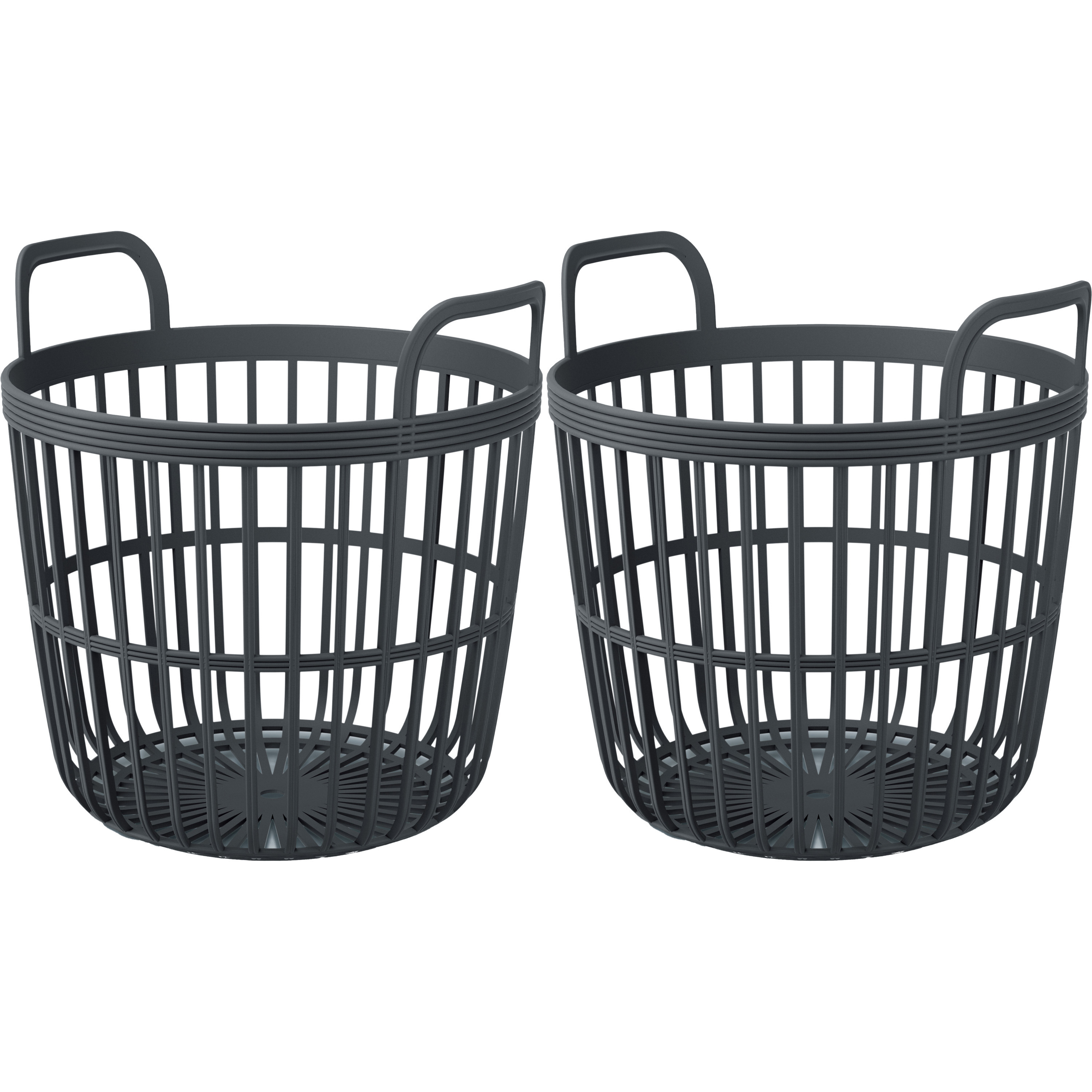 Prosperplast Draadmand/wasmand/opbergmand - 2x - van stevig kunststof - antraciet - D42 x H42 cm -
