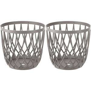 Prosperplast Draadmand/wasmand/opbergmand - 2x - van stevig kunststof - grijs - D39 x H39 cm -