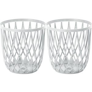 Prosperplast Draadmand/wasmand/opbergmand - 2x - van stevig kunststof - wit - D39 x H39 cm -