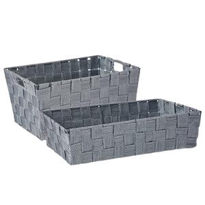 Kipit Kast/badkamer opbergmandjes set van 5x stuks zilvergrijs in 2 formaten -
