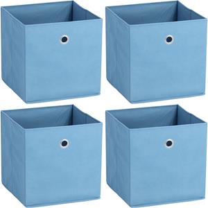Zeller Opbergmand/kastmand - 4x - 22 liter - blauw - 28 x 28 x 28 cm -