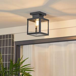 LINDBY Mandus buiten plafondlamp, zwart, roestvrij staal, 22cm