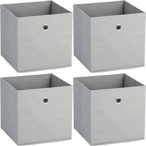 Zeller Opbergmand/kastmand - 4x - 22 liter - lichtgrijs - 28 x 28 x 28 cm -