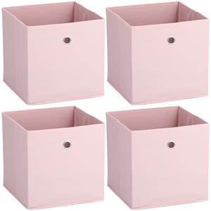 Zeller Opbergmand/kastmand - 4x - 22 liter - lichtroze - 28 x 28 x 28 cm -