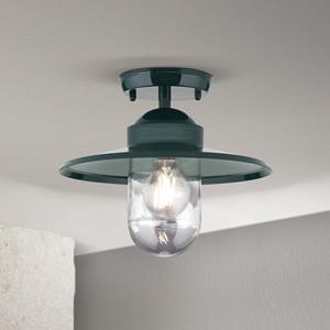 Orion Buiten plafondlamp Edward, groen, Ø 27,5 cm, aluminium/glas