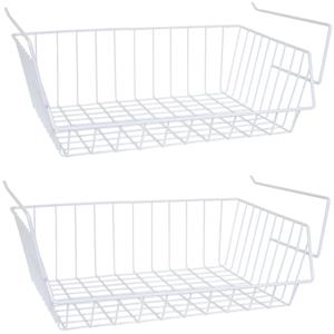 MSV Kastmandje - 4x - opberg/hang mandjes - rvs - wit - x 27 x 14 cm -