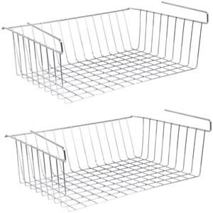 MSV Kastmandje - 4x - opberg/hang mandjes - rvs - zilver - x 26 x 14 cm -