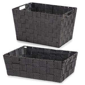 Kipit Set van 4x stuks Kast/badkamer opbergmandjes zwart in 2 formaten -