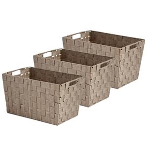 Kipit Set van 3x stuks kast/badkamer opbergmandjes beige 35 x 25 x 20 cm -