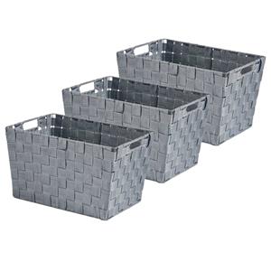 Kipit Set van 3x stuks kast/badkamer opbergmandjes zilvergrijs 35 x 25 x 20 cm -