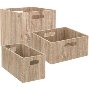 5five Set van 3x stuks opbergmanden/kastmanden 7/14/29 liter naturel van hout 31 cm -