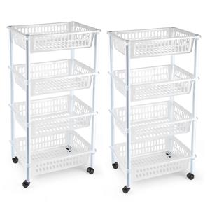 PlasticForte 2x stuks  keukentrolley op wieltjes - 4-laags - transparant - kunststof - 40x50x85 cm -