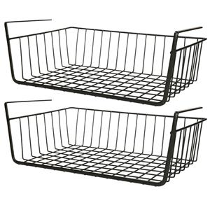 Urban Living Kastmandje - 4x - opberg/hang mandjes - rvs - zwart - x 25 x 14 cm -