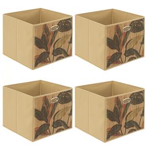 5five Opbergmand/kastmand - 4x - 29 liter - beige - bamboe - 31 x 31 x 31 cm -