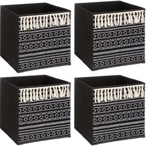 5five Opbergmand/kastmand - 4x - karton/kunststof - 29 liter - zwart - 31 x 31 x 31 cm -