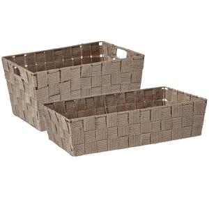 Kipit Kast/badkamer opbergmandjes set van 5x stuks beige in 2 formaten -