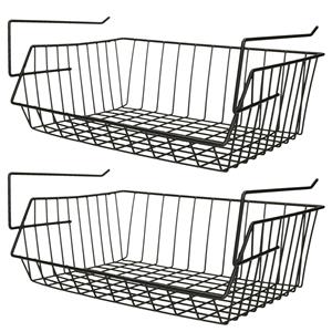 MSV Kastmandje - 4x - opberg/hang mandjes - rvs - zwart - x 27 x 17 cm -